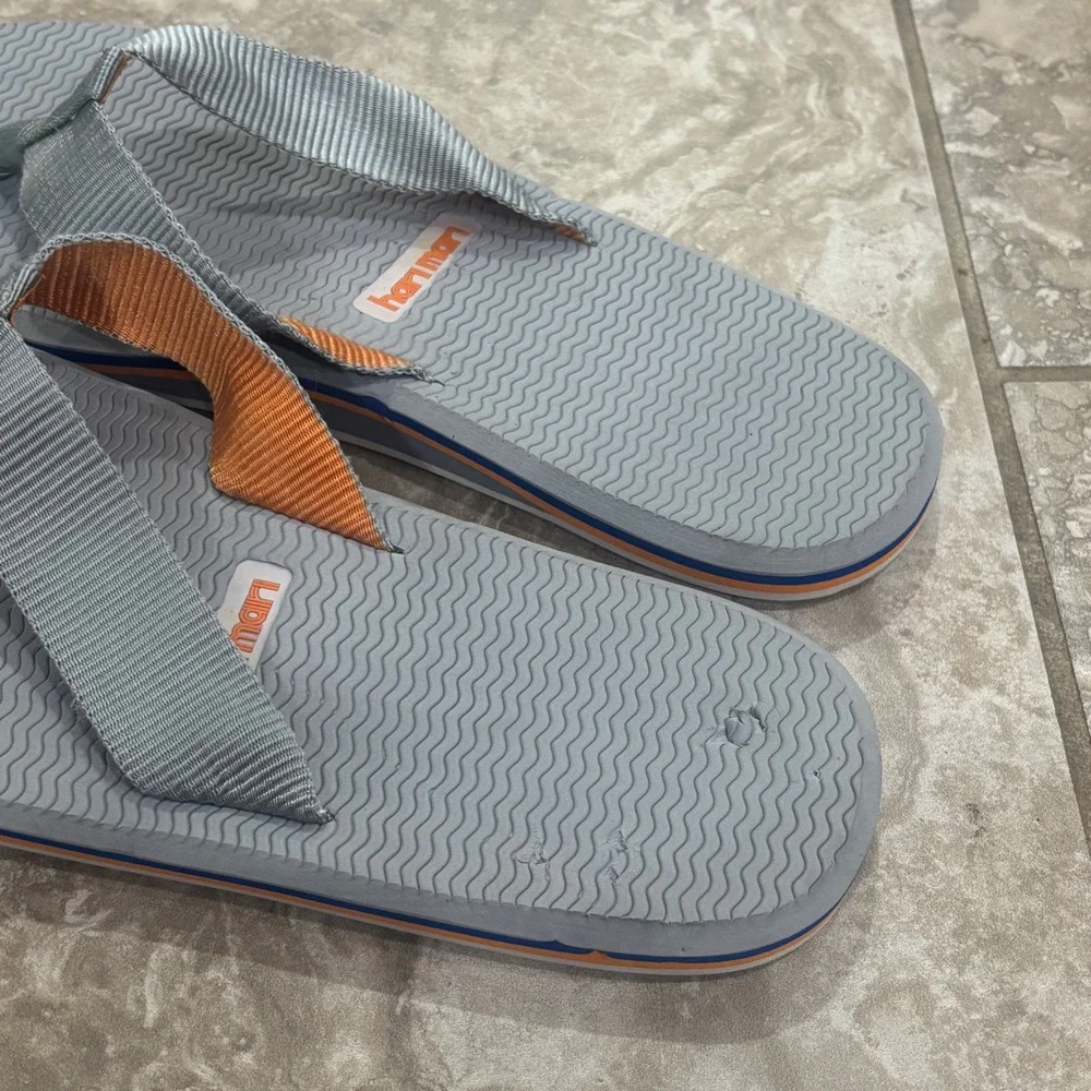 Hari Mari Mens Dunes Flip Flops Grey Orange Blue Thong Sandals Size 10